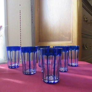 6 verres gobelet de couleur bleu en cristal de baccarat H 8 cm - Foto 1 di 9