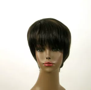 perruque afro femme 100% cheveux naturel méchée noir/cuivré JEAN 01/1b30 - Picture 1 of 9