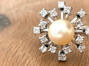 RING mit 0,64ct. BRILLANTEN & PERLE 750 18 KARAT WEISSGOLD DIAMONDS - Bild 1 von 8