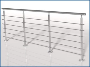 4 m Edelstahl Geländer Handlauf Balkon 6 x Rundstahl Rundstab Bausatz 4x Pfosten - Bild 1 von 1
