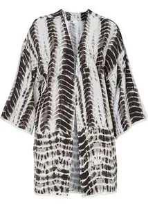 Kimono-Jacke mit Detail Gr. 40 Schwarz Wollweiß Bedruckt Damen Cardigan Neu - Imagen 1 de 1