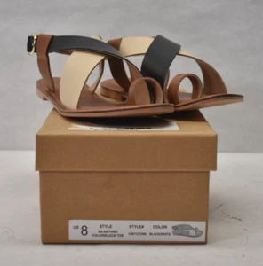 Anthropologie Flat Criss Cross Sandals Bohemian Summer Buckle Toe Loop Size 8 - Picture 1 of 10