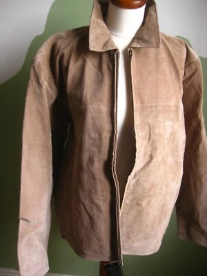 CHAQUETA DE CUERO HIGHWAYMAN Hombre Grande 42 44 46 Marrón Taupe Suave Real CERO  Foto 1 de 4