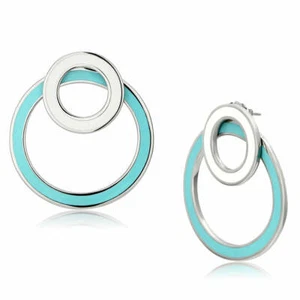 Pendientes circulares de esmalte de agua blanco y esmalte de acero inoxidable alto TK316 - Imagen 1 de 1