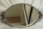 GORGEOUS! Antique Silver Plated Footed MirrorServing Centerpiece Vanity Tray 21”