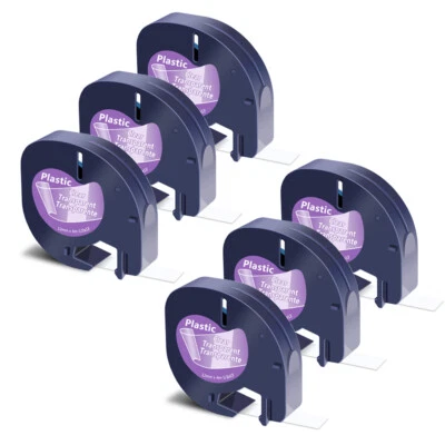 6x Transparent Labelling Tape for DYMO Letratag 16951 Refill Plastic Labels - Image 1 of 4