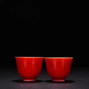 2.5" old antique ming dynasty chenghua mark porcelain a pair dragon pattern cup - Picture 1 of 9