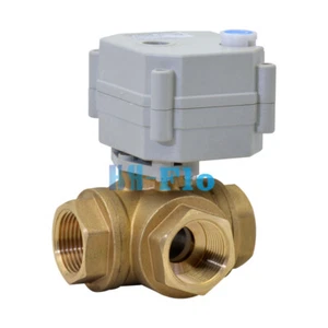 3 Way L Port 12V/24VDC 110V/230VAC 1/2" 3/4" 1" Motorized Electrical Ball Valve - Picture 1 of 5