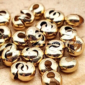Cuentas espaciadoras de cubierta de crimpado de oro claro 3 mm 4 mm 5 mm - Hallazgos de joyería para hágalo usted mismo - Imagen 1 de 3