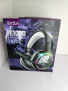 EKSA E1000 USB Gaming Headset 7.1 Surround Sound with Mic RGB Lights PC Laptop - Picture 1 of 14