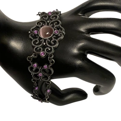 Pulsera estilo gótico victoriano cabujón ornamentada filigrana cadena caprichoso grunge Foto 1 de 4