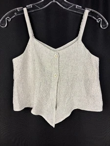 Zara Front Knot Crop Top Girls Size 11-12 White & Gray Cropped Tank Top NWOT - Picture 1 of 6