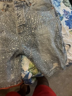 Pantalones cortos morados diamantes talla 30 Foto 1 de 4