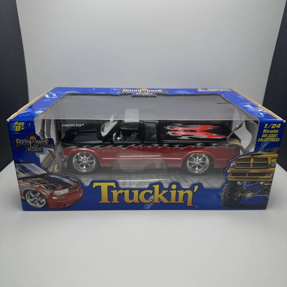 Badd Ride Truckin Series Chevy S10 Pickup 1:24 Die-Cast Custom Flames NIB Rare - Image 1 of 4