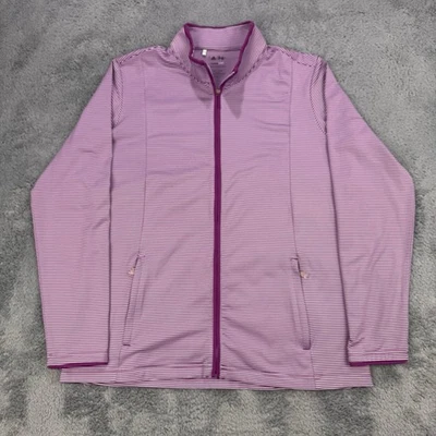 Chaqueta Adidas Climalite Mujer L Púrpura Rayas L/S Golf Performance Preppy Foto 1 de 4