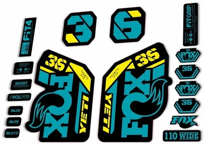 FOX 36 2021 Factory Forks Suspension Decal Sticker MTB Set Adhesive YETI 18Pcs - Image 1 of 2