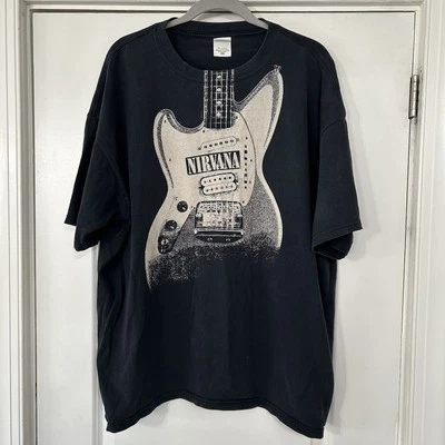 Vintage Nirvana Guitar T-shirt Men’s 2XL Y2K Dave Grohl Kurt Cobain Grunge GUC - Image 1 of 4
