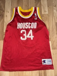 Vintage Champion NBA Houston Rockets Hakeem Olajuwon Jersey Size Youth LG GUC - Picture 1 of 4