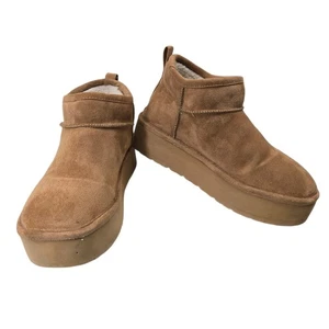 Madden Girl Damen hellbraun Wildleder Kunstfell gefüttert Plateau Stiefeletten KEIN GRÖßENETIKETT - Bild 1 von 13