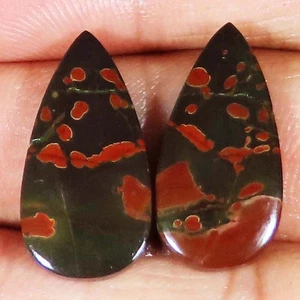 17.80 Ct Natural Chery Creek Jasper Pair Pear Cabochon Gemstone 11x23x3 mm NF762 - Picture 1 of 6