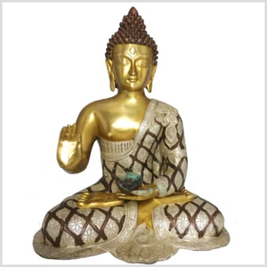 Lehrender Buddha 41cm 9,6kg Messing Nepal Buddhismus Segnender Vitarka Mudra - Bild 1 von 1