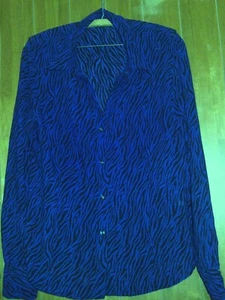 LADES BLUE/BLACK BUTTON DOWN SHIRT XL - Bild 1 von 2