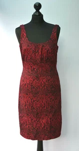 Michael Kors Shift Dress Red Black Scoop Neck Snake Print Midi Sleeveless UK 6 - Picture 1 of 12