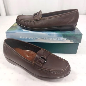 SAS Shoes Womens Sz 9M Brown Leather Penny Loafers Tripad Comfort Jewel Cinnamon - Picture 1 of 16