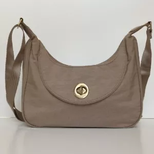 Baggallini Oslo Small Hobo Shoulder Travel Purse - Tan Taupe Gold Handbag - Picture 1 of 9