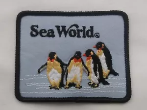Vintage Sea World Embroidered Penguins 4" ×3" Sew/Iron-on Patch - Picture 1 of 6