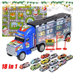 Big Container Truck Car & 12xMini Car Vehicle Kids Model Toy Christmas Xmas - - Picture 1 of 10