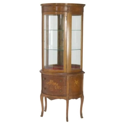 Antique French Louis XV Mahogany & Satinwood Vitrine with Floral Marquetry C1890 - Image 1 of 4