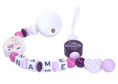 Schnullerkette mit Namen Lama Kleine Prinzessin Babygeschenke zur Geburt Mädchen - Bild 1 von 4
