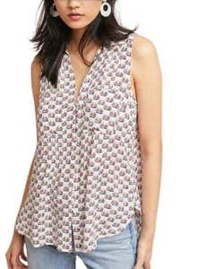 52 Conversations Anthropologie Colloquial Sleeveless Top Womens M Bicycle Print - Picture 1 of 12