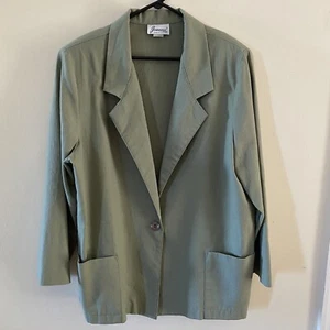 Vintage Women's Joanna Light Green Size XL Extra Large Blazer One Button Pockets - Picture 1 of 6