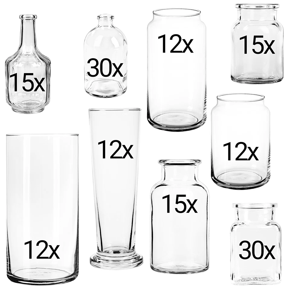 [ B-Ware Sets ] zur Wahl → Vasen Windlichter Blumenvase Hochzeit Deko Kerzenglas - Bild 1 von 1