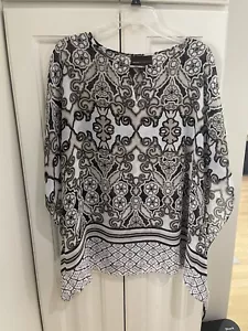 Women’s Dana Buchman Dolman Blouse Semi Sheer Floral Print Size L Multicolor - Picture 1 of 9