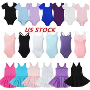 US Girls Ballet Gymnastics Stretchy Leotard Dress Bodysuits Performance Costume  - Picture 1 of 124