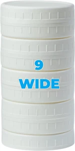 9 Pack Upgraded White Wide Mouth Mason Jar Lids Silicone Rings Plastic Mason New - Picture 1 of 12