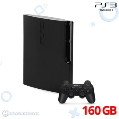 PS3 - Konsole Slim 160GB #schwarz + Original Controller sehr guter Zustand - Bild 1 von 4