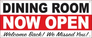 20x48 Inch DINING ROOM NOW OPEN WELCOME BACK Vinyl Banner Sign - wb - Picture 1 of 1