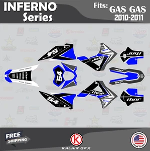 Graphics Kit for GasGas EC125 EC200 EC250 EC300 EC450 (2010-2011) INFERNO-blue - Picture 1 of 6