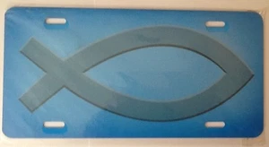 Placa de licencia Ichthus religioso pez garrapata nueva cristiana impresa en aluminio - Imagen 1 de 2