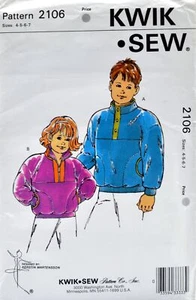 Kwik Sew #2106 Boy or Girls Sweatshirt Sz 4 to 7 - Picture 1 of 2