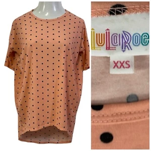LuLaRoe Top Womens XXS Shirt Orange Polka Dot Beach Pool BBQ Picnic Summer - Picture 1 of 12