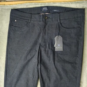 Ben Sherman Casual Dress Pants Mens 36x32 Blue Striped Flat Front Chino - Picture 1 of 13