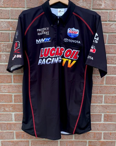NHRA Lucas Oil Racing TV INDY Drag Racing Sponsor Pit Crew Shirt Men’s XL USA Cover