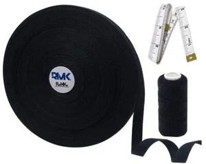 RolMKa 50 Yard 1/2 Inch 100 percent Pure Cotton Black Twill Tape Ribbon Soft - Picture 1 of 7