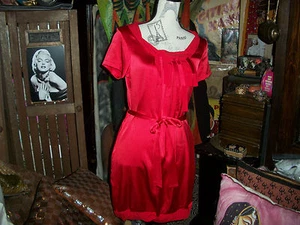 ANTHROPOLOGIE A COMMON THREAD Flirty Fire Engine rotes Seidenkleid Größe P - Bild 1 von 5