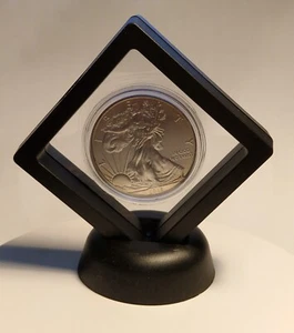 7X7X2 cm BLACK DISPLAY, FLOATING FRAME, 3D FRAME, COIN DISPLAY - Picture 1 of 5